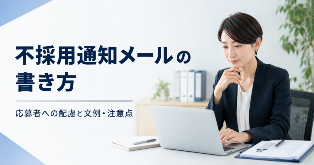 不採用通知メールの書き方や中小企業が応募者に配慮して選考結果を伝える文例と注意点を確認する採用担当者のアイキャッチ画像