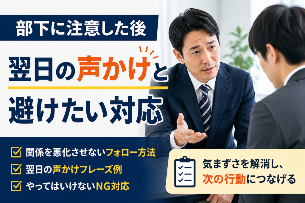 部下に注意した後のフォロー方法と翌日の声かけを考える中小企業の管理職